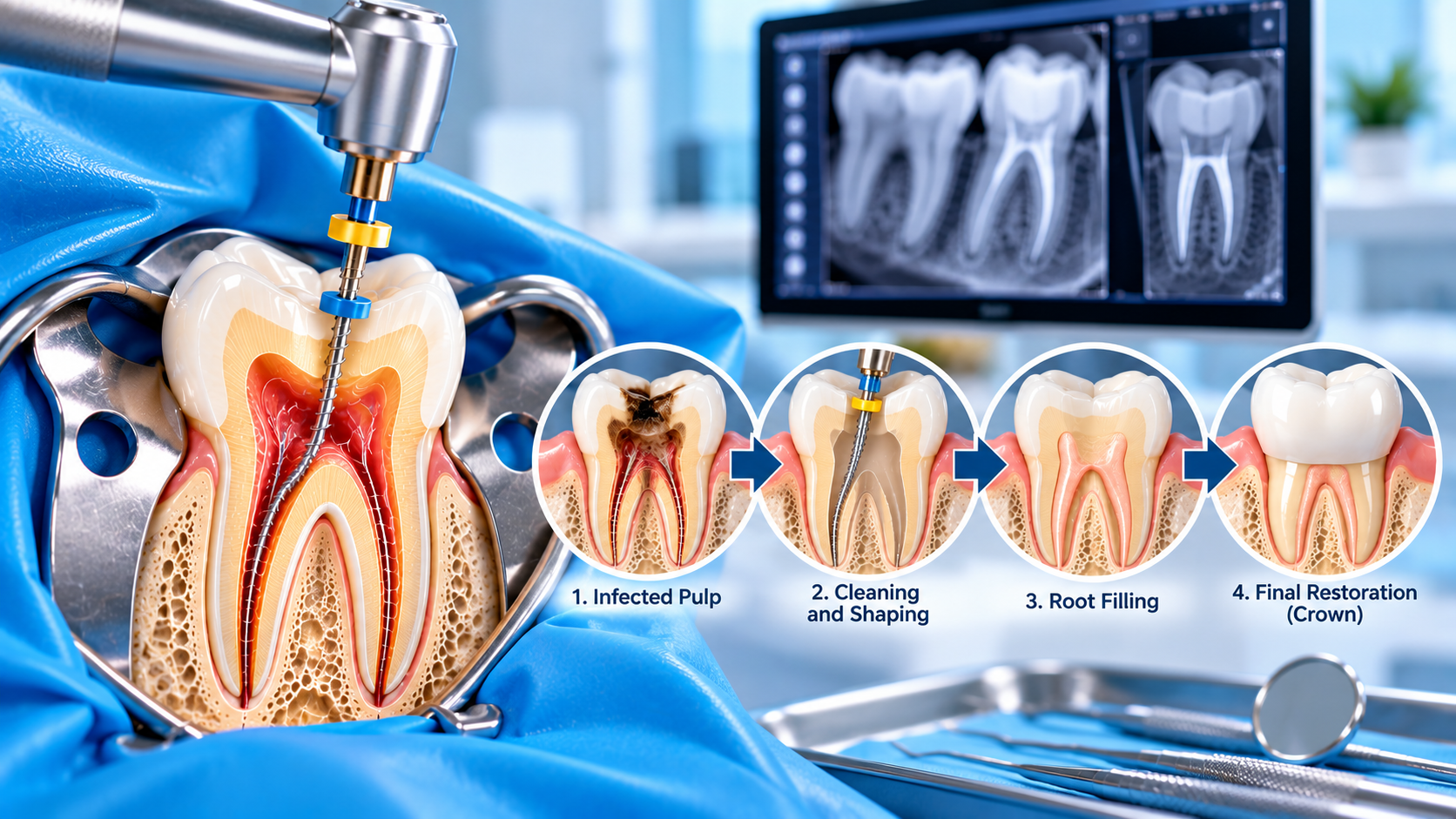 Root Canal Treatment with Rubber Dam and Ergo Magnification TTL Loupes